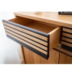 Credenza moderna con cassetti in rovere massello naturale oliato e nero