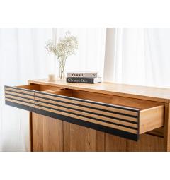 Credenza 2 cassetti in legno massello naturale oliato e nero