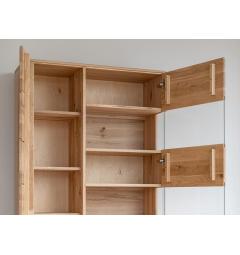 Vetrina libreria moderna 2 ante destra in rovere massello naturale illuminazione LED