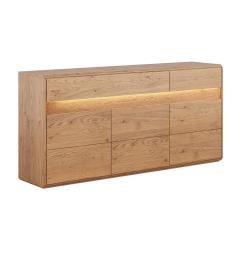 Credenza moderna in rovere massello grezzo con illuminazione LED