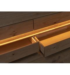 Mobile basso TV design moderno in legno grezzo massello di rovere illuminazione LED