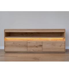 Mobile porta TV con ripiano legno massello di rovere naturale LED integrato