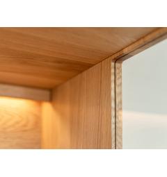 Vetrina libreria 1 anta alta in legno massello di rovere oliato illuminazione integrata