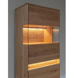 Vetrinetta libreria bassa 1 anta destra moderna in legno naturale massello di rovere massello