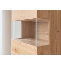 Mobile vetrina 1 anta destra moderna LED integrato in legno naturale massello di rovere massello