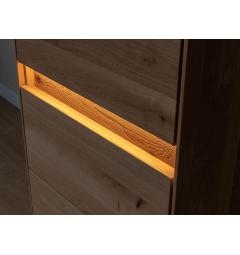 Vetrina bassa 1 anta sinistra moderna LED integrato in legno naturale massello di rovere massello