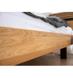 Letto in legno massello di rovere naturale e nero design moderno matrimoniale