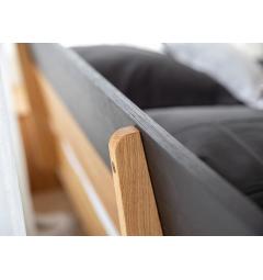 Letto in legno massello di rovere naturale e nero design moderno due piazze