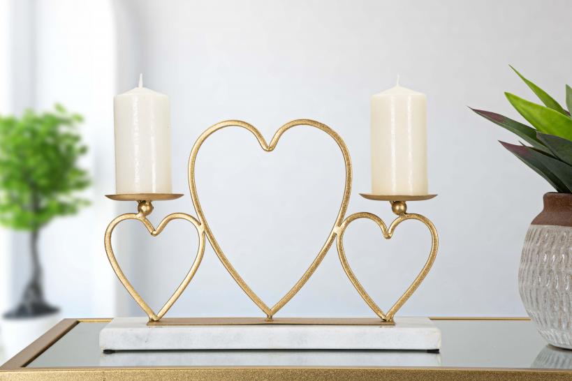 porta candele a forma di cuore