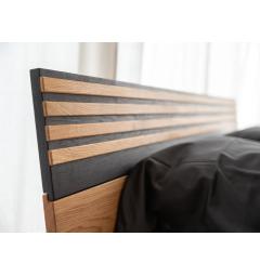 Letto in legno massello di rovere oliato naturale e nero design moderno alla francese 140x200