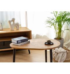 Tavolino moderno in legno massello naturale a 3 gambe a forma di pera