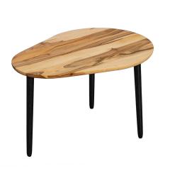 Tavolino moderno ovoidale in legno massello naturale di noce