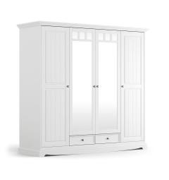 Armadio 4 ante shabby chic bianca
