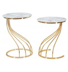 tavolini con struttura dorata