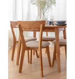 6 sedie da pranzo rovere imbottite tessuto beige