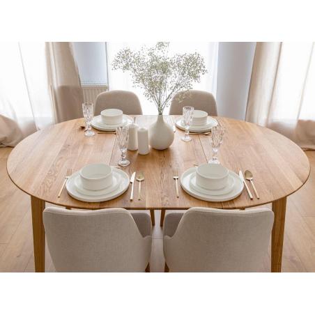 Set Tavolo rovere rotondo allungabile posti sedie imbottite