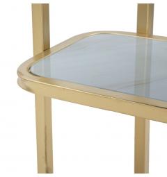 tavolino struttura in ferro oro e piani di vetro