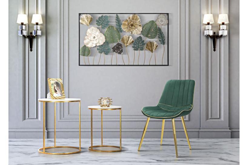 Sedie Paris coppia in tessuto verde e rifiniture oro design moderno -  Arrediorg