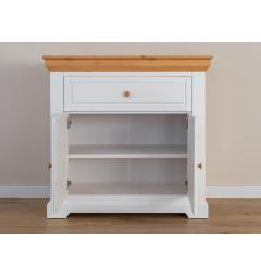 Mobiletto basso bianco e pino naturale massello shabby country