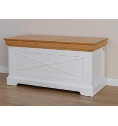 Baule bicolore bianco naturale pino massello shabby country