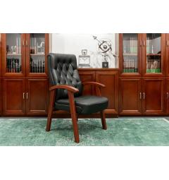 Sedia sala riunioni in pelle nera Consul