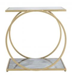 tavolino con struttura in ferro oro circolare