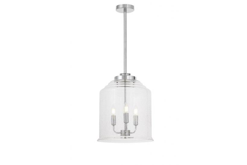 Lampadario cromato paralume vetro trasparente a bolle RALTON W3