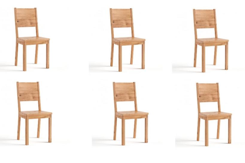 Set 6 sedie da tavolo in legno massello di rovere PRATO
