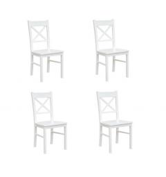 Set 4 sedie shabby chic da pranzo bianche in faggio massello