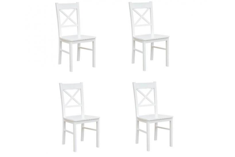 Set 4 sedie shabby chic da pranzo bianche in faggio massello