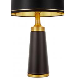 Lampada da tavolo ottone con paralume nero bordato oro HALSEY
