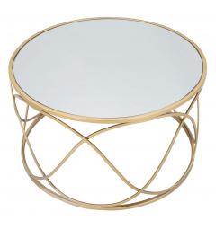 tavolino con struttura in metallo dorato