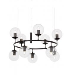 Lampadario rotondo nero con sfere trasparenti CEREDO NEO W10