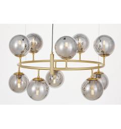 Lampadario circolare a sfera di vetro grigio fumo ottone CEREDO NEO W10