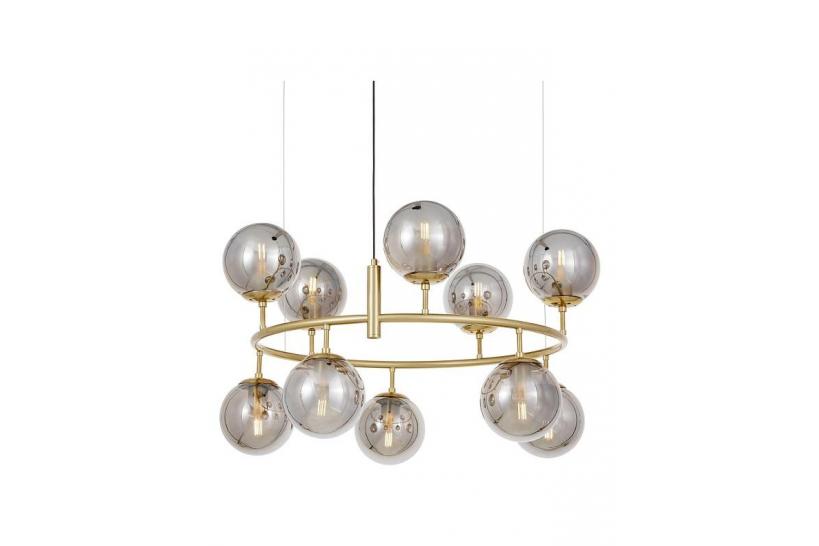 Lampadario a palle di vetro fumè ottone CEREDO NEO W10