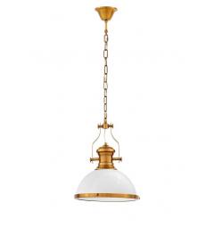 Lampada a sospensione ottone e bianco stile industriale ETTORE