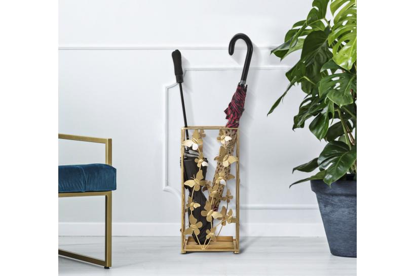 Porta ombrelli design moderno in ferro dorato farfalle - Arrediorg