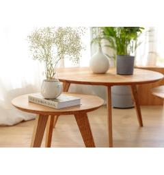 Tavolinetto rotondo in legno massello di rovere massello naturale 50 cm ORBETELLO