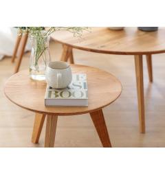 Tavolino da soggiorno rotondo in legno massello di rovere massello naturale 50 cm ORBETELLO