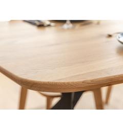 Tavolo rustico piano ovale in rovere naturale massello 200x100 con gambe in metallo SISTINA