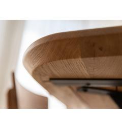 Tavolo industrial chic piano ovale in rovere naturale oliato massello 180x90 con gambe in metallo SISTINA