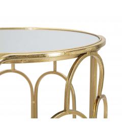 particolare struttura in ferro dorato coppia di tavolini