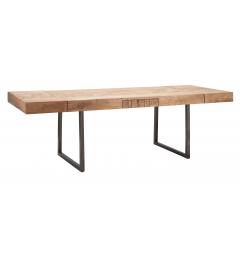 tavolo da pranzo con legno intagliato e  gambe in ferro