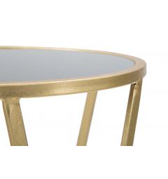 Tavolino da salotto in ferro oro e vetro nero