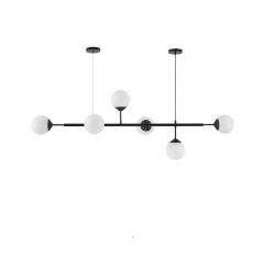 Lampadario a sospensione nero 2 attacchi a soffitto 6 sfere FINO W6