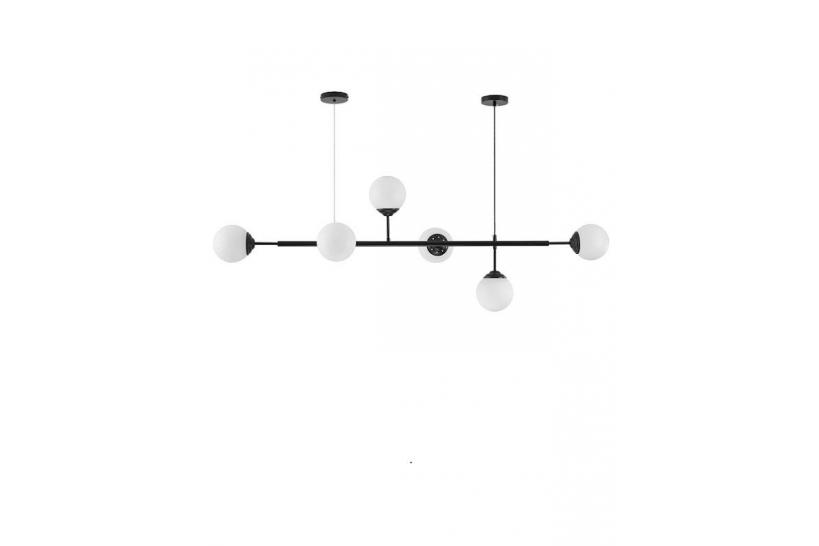 Lampadario a sospensione nero 2 attacchi a soffitto 6 sfere FINO W6