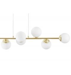 Lampadario dorato con placca a soffitto 8 sfere FINO W8