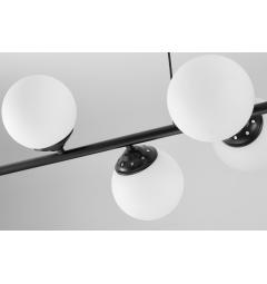 Lampadario moderno nero 8 sfere con piastra rettangolare a soffitto FINO W8