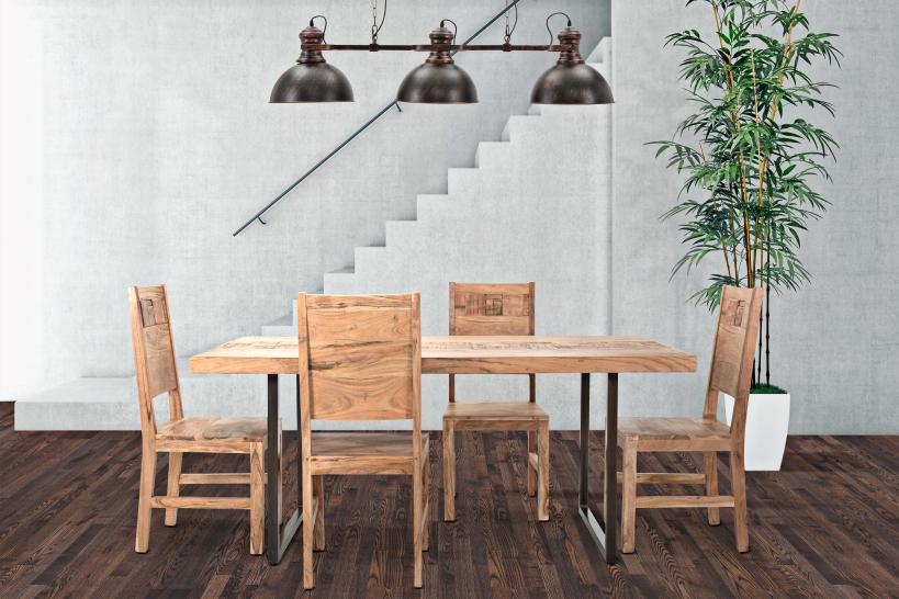 tavolo da pranzo in legno e ferro