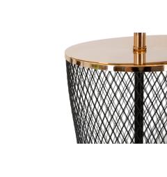 particolare struttura in metallo nero e oro lampada da tavolo